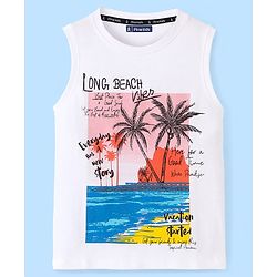 Pine Kids 100% Cotton Knit Sleeveless T-Shirt Beach Theme - Snow White