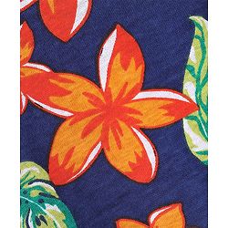 Pine Kids 100% Cotton Half Sleeves T-Shirt Floral Print - Blue Depth