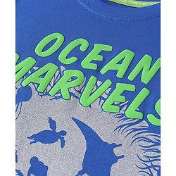 Pine Kids Cotton Knit Half Sleeves T-Shirts Ocean Print- Blue