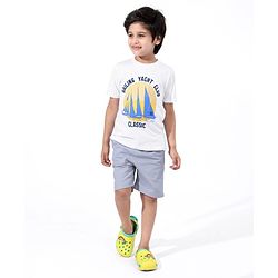 Pine Kids Cotton Half Sleeves T-Shirt Sailing Yacht Club Print - Snow White