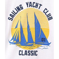 Pine Kids Cotton Half Sleeves T-Shirt Sailing Yacht Club Print - Snow White