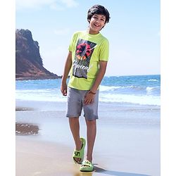 Pine Kids Half Sleeves T-Shirt With Tropical Print - Easter Egg