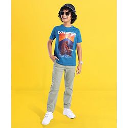 Pine Kids 100% Cotton Knit Half Sleeves T-Shirt Tyrannosaur Printed - Seaport