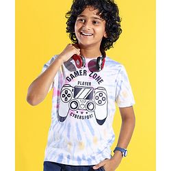 Pine Kids 100% Cotton Half Sleeves T-Shirts With Text Print - Bright White & Purple