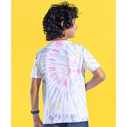 Pine Kids 100% Cotton Half Sleeves T-Shirts With Text Print - Bright White & Purple