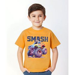Pine Kids Half Sleeves Smash Printed T-Shirt - Old Gold