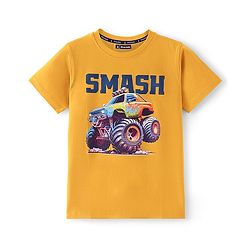 Pine Kids Half Sleeves Smash Printed T-Shirt - Old Gold