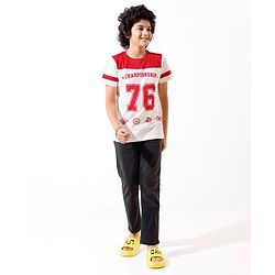 Pine Kids Half Sleeves Championship Printed T-Shirt - Snow White