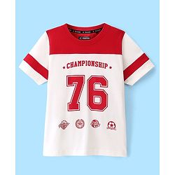Pine Kids Half Sleeves Championship Printed T-Shirt - Snow White