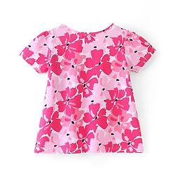 Pine Kids 100% Cotton Knit Half Sleeves Floral Printed Top - Snow White