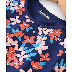 Pine Kids Puff Sleeves A-line All Over Floral Printed Top - Navy Peony