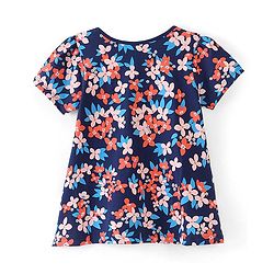 Pine Kids Puff Sleeves A-line All Over Floral Printed Top - Navy Peony