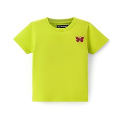 Pine Kids 100% Cotton Half Sleeves Round Neck T-Shirt Floral Print - Yellow