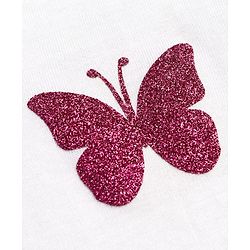 Pine Kids 100% Cotton Half Sleeves Round Neck T-Shirt Butterfly Print - Snow White