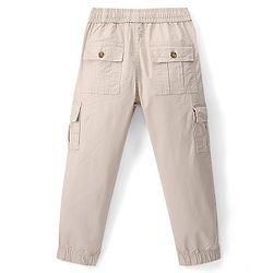 Pine Kids Stretchable Cotton Full Length Elasticated Waist Comfort Fit Trouser Solid Colour - Beige
