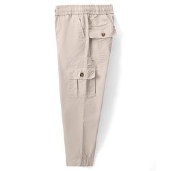 Pine Kids Stretchable Cotton Full Length Elasticated Waist Comfort Fit Trouser Solid Colour - Beige