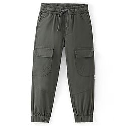 Pine Kids Cotton Elastane Woven   Full Length Jogger -Olive Green