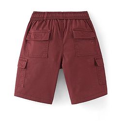 Pine Kids Cotton Woven Elastane Above Knee Length Solid Color Shorts - Brick Red