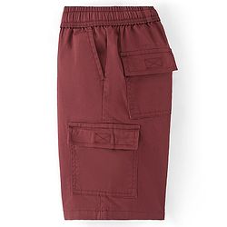 Pine Kids Cotton Woven Elastane Above Knee Length Solid Color Shorts - Brick Red
