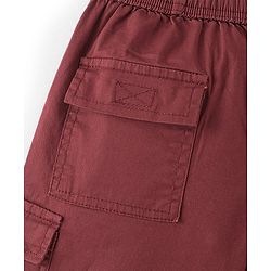 Pine Kids Cotton Woven Elastane Above Knee Length Solid Color Shorts - Brick Red