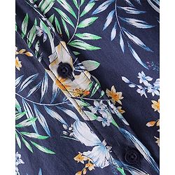 Pine Kids Cotton Half Sleeves All Over Floral Printed Shirt - Navy