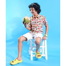 Pine Kids Cotton Woven Half Sleeves City Print Shirt- Multicolour