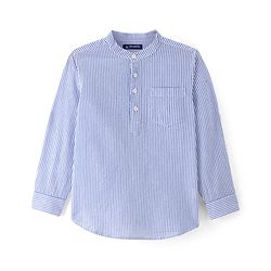 Pine Kids Cotton Full Sleeves With One Pocket Stripe Shirt - Blue