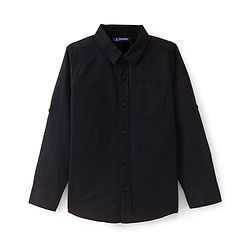 Pine Kids Cotton Woven Full Sleeves Solid Shirt with Inner T-Shirt- Black
