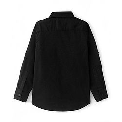 Pine Kids Cotton Woven Full Sleeves Solid Shirt with Inner T-Shirt- Black