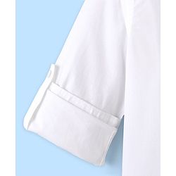 Pine Kids Cotton Roll up Full Sleeves Solid Color Shirt - White