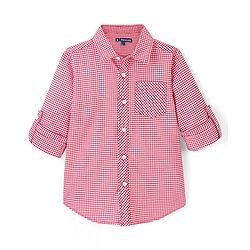 Pine Kids Cotton Woven Full Sleeves Checks Shirt with Inner Printed T-Shirt - Red