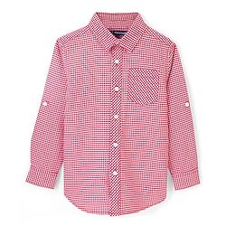 Pine Kids Cotton Woven Full Sleeves Checks Shirt with Inner Printed T-Shirt - Red