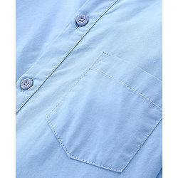 Pine Kids Cotton Roll Up Full Sleeves Mandarin Collar Half Placket Shirt- Sky Blue