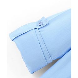 Pine Kids Cotton Roll Up Full Sleeves Mandarin Collar Half Placket Shirt- Sky Blue