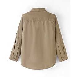 Pine Kids Cotton Woven Full Sleeves Solid Color Shirt with Printed Inner Tee - Beige