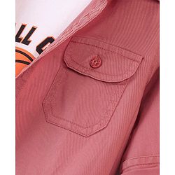 Pine Kids Cotton Woven Full Sleeves Solid Color Shirt with Printed Inner Tee - Red