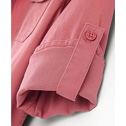 Pine Kids Cotton Woven Full Sleeves Solid Color Shirt with Printed Inner Tee - Red