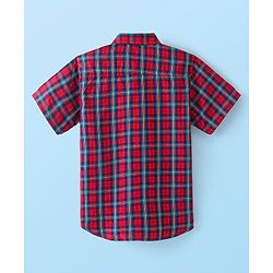 Pine Kids Cotton Woven Half Sleeves Check Shirt with Inner T-Shirt - Red