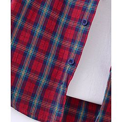 Pine Kids Cotton Woven Half Sleeves Check Shirt with Inner T-Shirt - Red