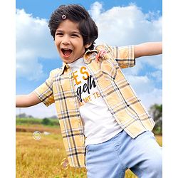 Pine Kids Cotton Woven Half Sleeves Check Shirt with Inner Tee - Multicolour