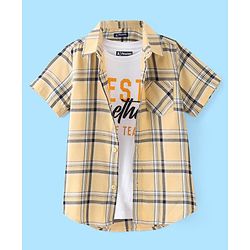 Pine Kids Cotton Woven Half Sleeves Check Shirt with Inner Tee - Multicolour