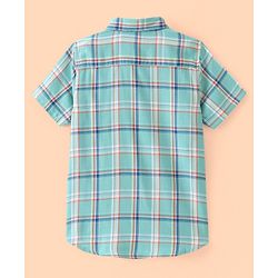 Pine Kids Cotton Woven Half Sleeves Check Shirt with Inner Tee - Green