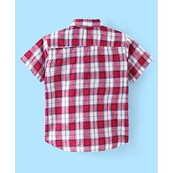 Pine Kids Cotton Woven Half Sleeves Check Shirt with Inner T-Shirt - Red & White
