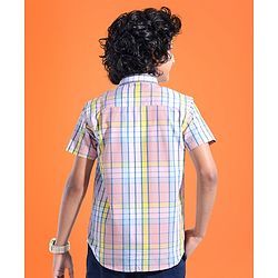 Pine Kids Cotton Woven Half Sleeves Checks Shirt with Inner T-Shirt -Multicolour