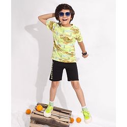 Pine Kids Cotton Knit Half Sleeves Scenery Printed T-Shirt - Tender Yellow