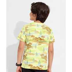 Pine Kids Cotton Knit Half Sleeves Scenery Printed T-Shirt - Tender Yellow