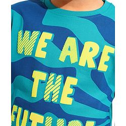Pine Kids 100% Cotton Knit Half Sleeves T-Shirts Text Print- Blue