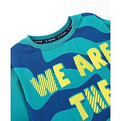 Pine Kids 100% Cotton Knit Half Sleeves T-Shirts Text Print- Blue