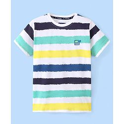 Pine Kids Cotton Knit Half Sleeves Striped T-Shirt - Multicolour