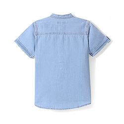 Pine Kids  Woven Half Sleeves Washed  Denim Shirt - Ice Blue